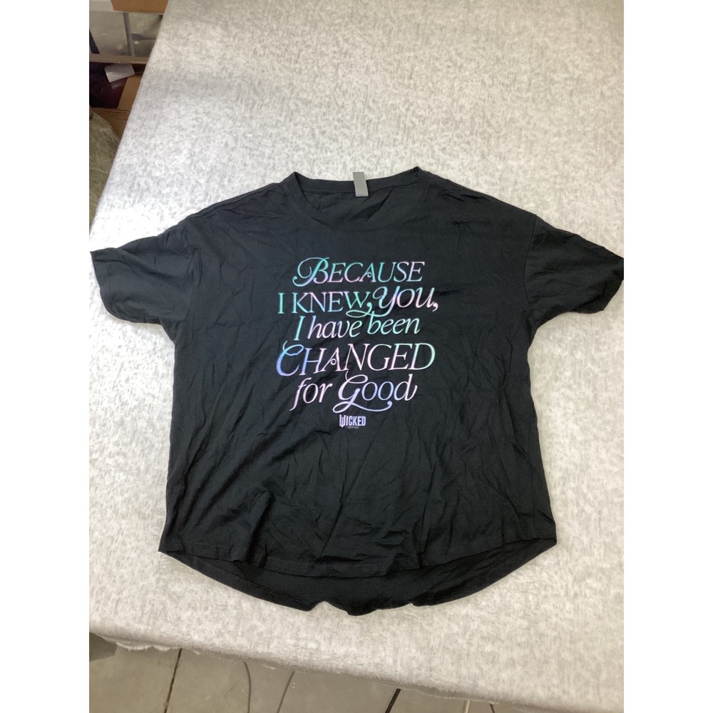 Instant Message Wicked Musical Graphic Tee‎ Black Changed For Good Lyric Shirt L